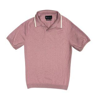 Tailored Athlete Fine Merino Wool Polo Shirt Short Sleeve Knit Pink Medium